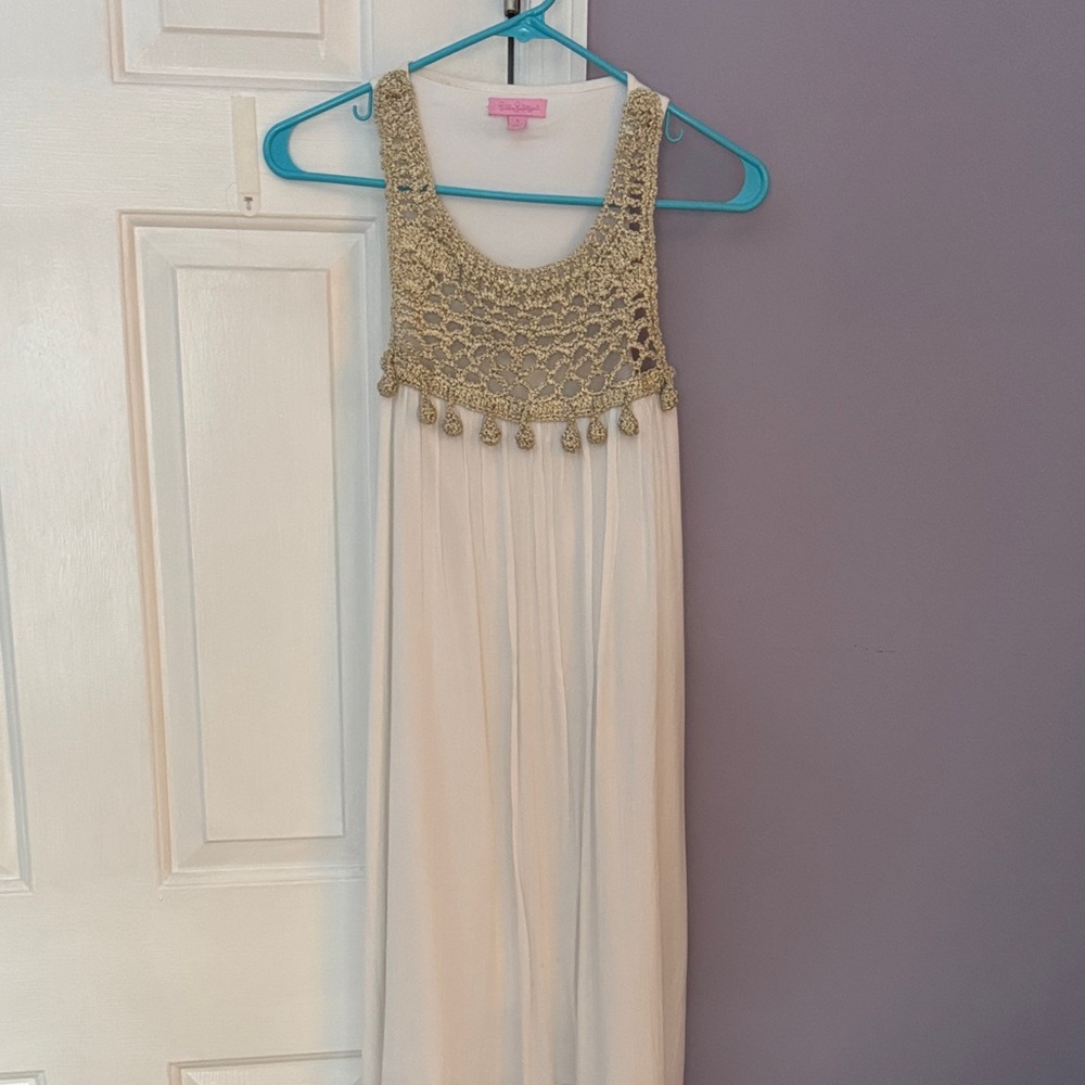 Lilly Pulitzer White Dress with Gold Accents